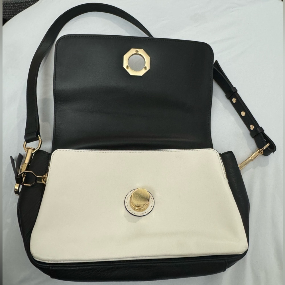 Louise et Cie Alis Genuine Leather SnakePrint White Black Purple Crossbody Purse - Picture 13 of 16